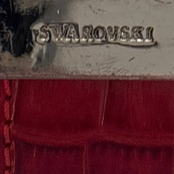 Swarovski Red & Black Crystal Panel Bracelet Swan Stamp - Picture 3 of 4